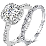 Silver Rose Gold 1.5 Carat Wedding Engagement Eternity Bridal Ring Set