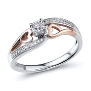 Diamond Ring for 10th Wedding Anniversary in 10k Rose Gold and Sterling Silver 1/10 cttw