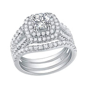 Wedding Rings for Women Engagement Set Blue Sapphire Sterling Silver White Cz 3Pcs Size 5-12