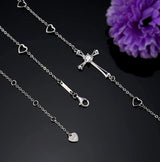 Cross Bracelet for Women, 925 Sterling Silver Charm Adjustable Foot Bracelet, Large Cross Bracelet