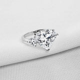 Women 925 Sterling Silver 6 Carats Heart Cut White Cubic Zirconia Cz Engagement Wedding Ring