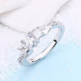 Women's Sterling Silver Clear Cubic Zirconia 3-stone Princess Cut Wedding Rings for Engagement Jewelry