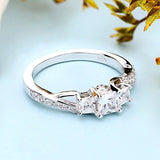 Women's Sterling Silver Clear Cubic Zirconia 3-stone Princess Cut Wedding Rings for Engagement Jewelry