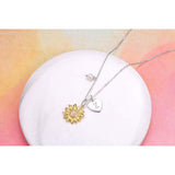 925 Sterling Silver Sunflower You Are My Sunshine Monogram Initial 26 Letter Pendant Custom A to Z Necklace