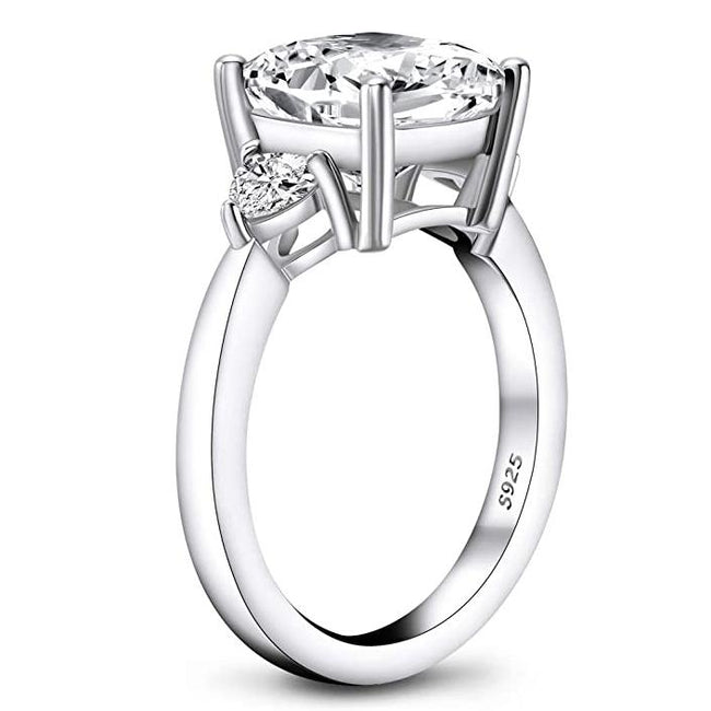 5.5 Carats Cushion Cut 925 Sterling Silver/ 10K Gold/ 14K Gold Cubic Zirconia CZ 3 Stone Engagement Wedding Ring