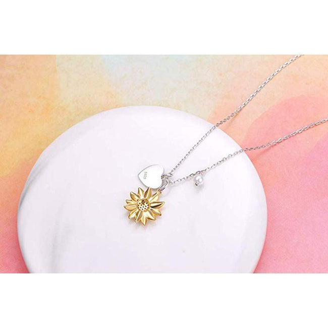 925 Sterling Silver Sunflower You Are My Sunshine Monogram Initial 26 Letter Pendant Custom A to Z Necklace