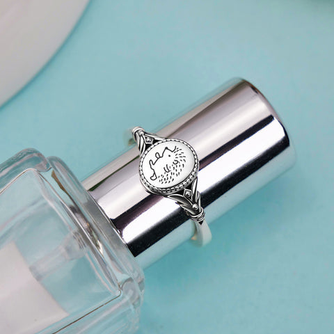 Sterling Silver Hedgehog Animal Ring