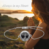 Tree of Life Urn Bracelet for Ashes 925 Sterling Silver Tree of Life Cremation Keepsake Pendant Locket Bracelet for Women Mom