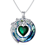 Birth Month Flower Necklace 925 Sterling Silver Flower Pendant Necklace with Blue Circle Crystal Birthday Jewelry