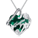 S925 Sterling Silver Daughter Heart Pendant Necklace from Dad Mom I Love You Forever Jewelry