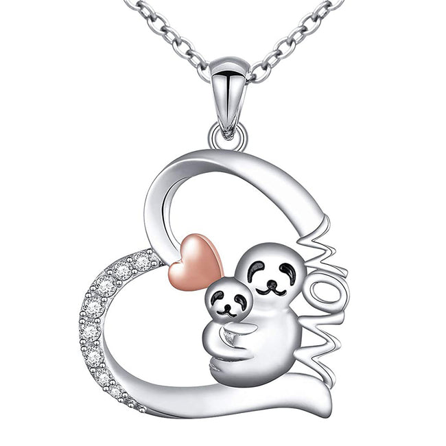 925 Sterling Silver Cute Animal Sloth Heart Pendant Necklace Gift for Women Teen Girls