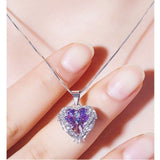 Crystal Heart Pendant Necklace Valentines Day Gift for Wife Girlfriend Women Kids