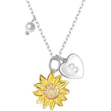925 Sterling Silver Sunflower You Are My Sunshine Monogram Initial 26 Letter Pendant Custom A to Z Necklace