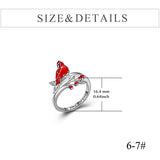 Cardinal Ring Gifts for Women Sterling Silver Red Cardinal Adjustable Rings Jewelry for Mom Daughter Wife Girls