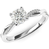 4-Prong Petite Twisted Vine Simulated 1.0 CT Zircon Engagement Ring Promise Bridal 925 Sterling Silver Ring