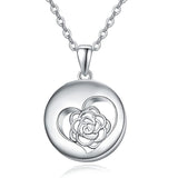Rose Flower Cremation Jewelry for Ashes 925 Sterling Silver Urn Necklace for Ashes Keepsake Memories Necklace