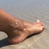 Anklet Handmade 925 Silver Dainty Boho Beach Cute Ankle Bracelet Adjustable Wafer Layered Turquoises Dangle Coins Foot Chain for Women