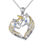 Sterling Silver 'Mother Child Forever' Unicorn Necklace, Mother Daughter Jewelry Gift