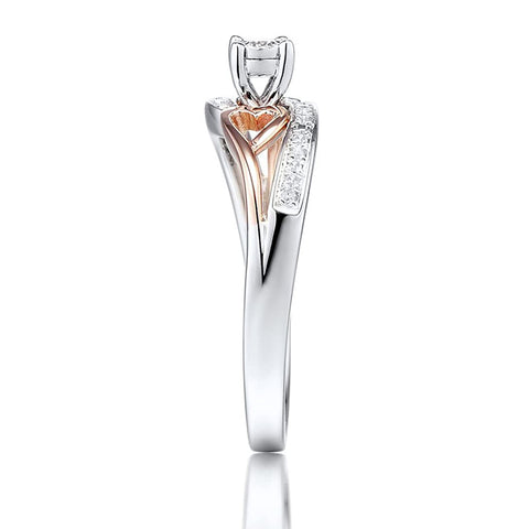 Diamond Ring for 10th Wedding Anniversary in 10k Rose Gold and Sterling Silver 1/10 cttw