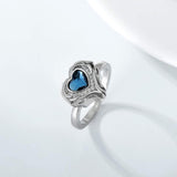 Sterling Silver Heart Crystal Angel Wing Urn Ring for Ashes