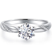Stunning Flame Solitaire Engagement Ring Sterling Silver Cubic Zirconia Wedding for Women