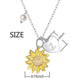 925 Sterling Silver Sunflower You Are My Sunshine Monogram Initial 26 Letter Pendant Custom A to Z Necklace