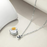 925 Sterling Silver Urn Necklace for Ashes Sunflower Heart-shaped Cremation Jewelry