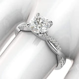 4-Prong Petite Twisted Vine Simulated 1.0 CT Zircon Engagement Ring Promise Bridal 925 Sterling Silver Ring