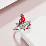 Cardinal Ring Gifts for Women Sterling Silver Red Cardinal Adjustable Rings Jewelry for Mom Daughter Wife Girls