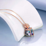 925 Sterling Silver Rose and Heart Necklace Valentines Day Gifts for Women Crystal Pendant Necklace