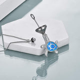 Sea Turtle Cremation Jewelry for Ashes Sterling Silver Urn Necklace Opal Abalone Shell Turtle Keepsake Memorial Necklace