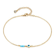 Anklet Handmade 925 Silver Dainty Boho Beach Cute Ankle Bracelet Adjustable Wafer Layered Turquoises Dangle Coins Foot Chain for Women