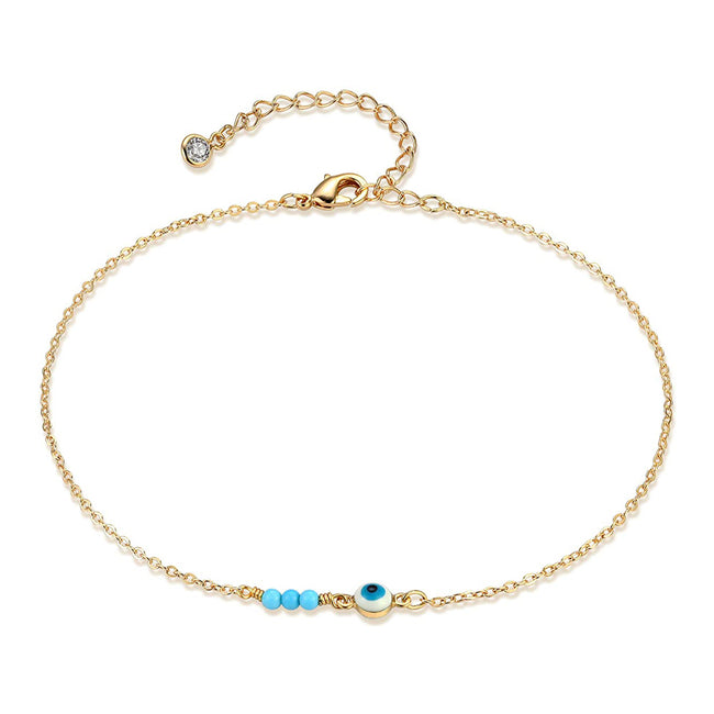 Anklet Handmade 925 Silver Dainty Boho Beach Cute Ankle Bracelet Adjustable Wafer Layered Turquoises Dangle Coins Foot Chain for Women