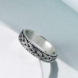 Fidget Ring Sterling Silver Anxiety Ring for Women Spinner Band Ring Stress Relieving Wide Celtic Ring for Men