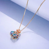 925 Sterling Silver Rose and Heart Necklace Valentines Day Gifts for Women Crystal Pendant Necklace