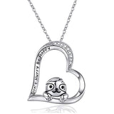925 Sterling Silver Sloth Pendant Necklace "Don't Hurry Be Happy" Necklace Gifts for Kids Girls Women