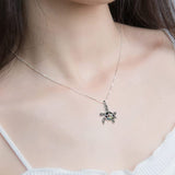 Sea Turtle Cremation Jewelry for Ashes Sterling Silver Urn Necklace Opal Abalone Shell Turtle Keepsake Memorial Necklace