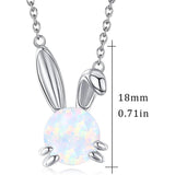 Opal Bunny Necklace Sterling Silver Cute Rabbit Necklace Opal Bunny Jewelry Gifts for Women Daughter Rabbit Lover