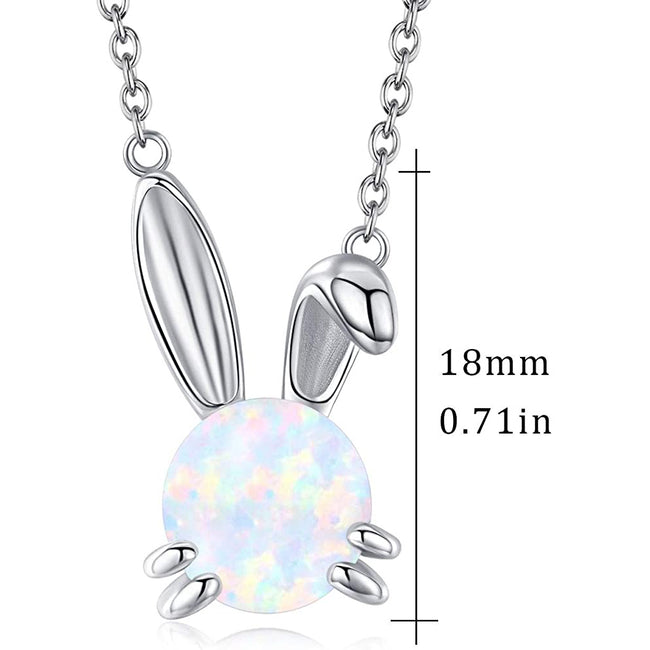Opal Bunny Necklace Sterling Silver Cute Rabbit Necklace Opal Bunny Jewelry Gifts for Women Daughter Rabbit Lover
