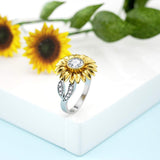 Sunflower Rings for Women Sterling Silver Cubic Zirconia Ring