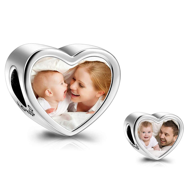Personalized Photo Charm Fit Pandora Bracelet Customized Heart Shape i romanticwork