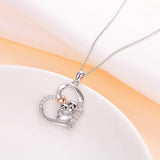 925 Sterling Silver Cute Animal Sloth Heart Pendant Necklace Gift for Women Teen Girls