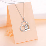 925 Sterling Silver Cute Animal Sloth Heart Pendant Necklace Gift for Women Teen Girls