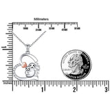 925 Sterling Silver Cute Animal Sloth Heart Pendant Necklace Gift for Women Teen Girls