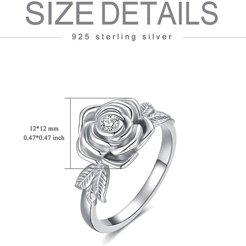 925 Sterling Silver Rose Flower Cremation Urn Ring Ashes Cremation Keepsake Ring Jewelry