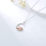 Fox Necklace Sterling Silver Cute Little Fox Heart Pendant Necklace Gifts for Girls Women Friends