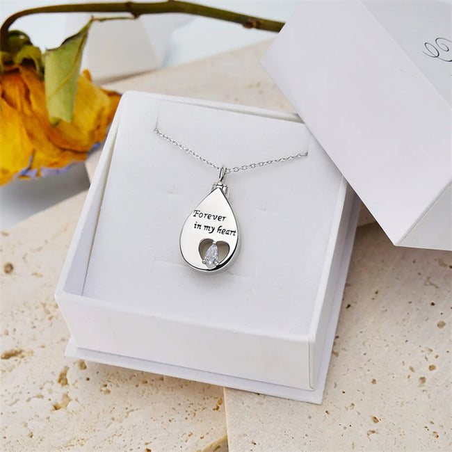 Heart Teardrop Urn Cremation for Ashes Memorial Keepsake 925 Sterling Silver Pendant Necklace for Women Men
