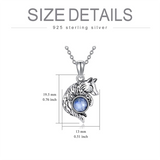 Wolf Necklace 925 Sterling Silver Moonstone Necklace Animal Lovers Jewelry for Women Girl