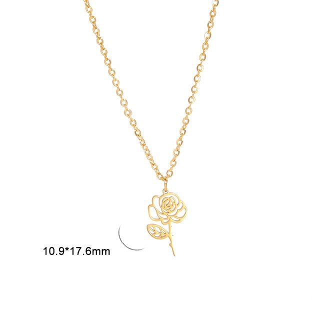 S925 Silver Birth Flower Necklace Bridesmaid Gifts Bridal Party Gifts Birthday Gifts For Her