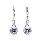 Dangle Drop Infinity Earrings 925 Sterling Silver Leverback Birstone Earrings 18K White Gold Jewelry for Women Girls